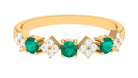 1/2 CT Real Emerald and Diamond Half Eternity Band Ring Emerald - ( AAA ) - Quality - Rosec Jewels