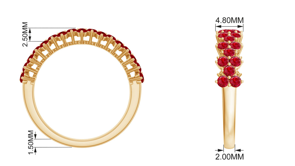 1.25 CT Created Ruby Cluster Eternity Ring in Prong Setting Lab Created Ruby - ( AAAA ) - Quality - Rosec Jewels