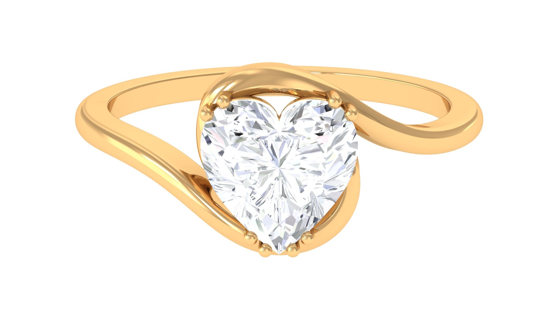 2 CT Heart Shape Moissanite Solitaire Bypass Engagement Ring Moissanite - ( D-VS1 ) - Color and Clarity - Rosec Jewels