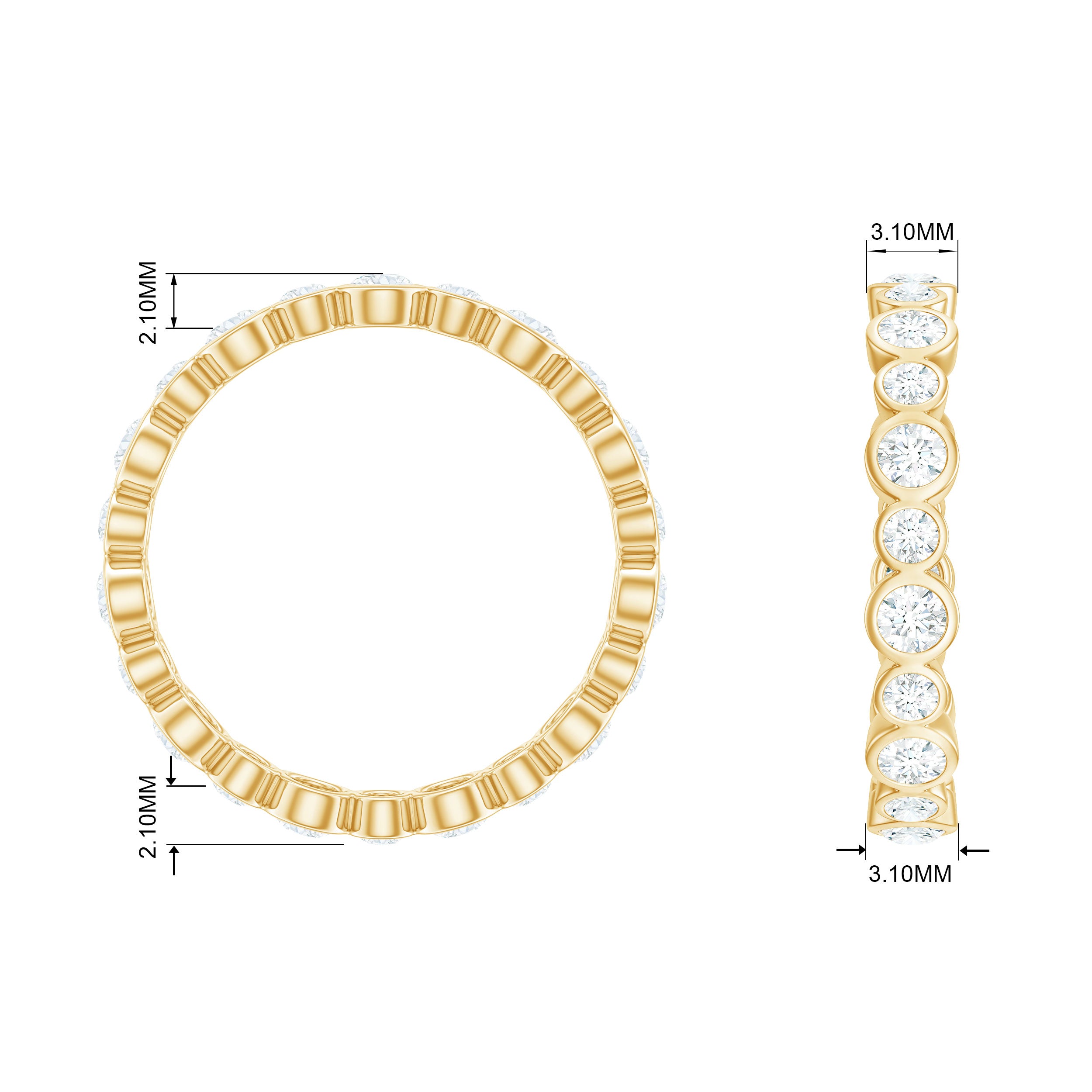 Bezel Set Round Cubic Zirconia Unique Full Eternity Ring Zircon - ( AAAA ) - Quality - Rosec Jewels