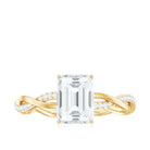 Emerald Cut Moissanite Solitaire Braided Engagement Ring Moissanite - ( D-VS1 ) - Color and Clarity - Rosec Jewels