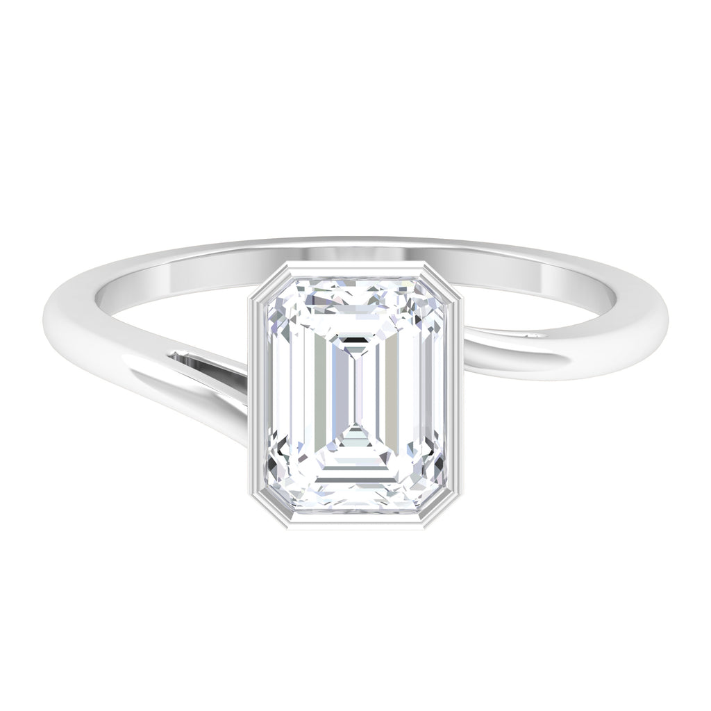 2 CT Octagon Cut Moissanite Solitaire Bypass Ring in Gold Moissanite - ( D-VS1 ) - Color and Clarity - Rosec Jewels