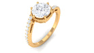 Round Cut Solitaire Zircon Bypass Engagement Ring Zircon - ( AAAA ) - Quality - Rosec Jewels