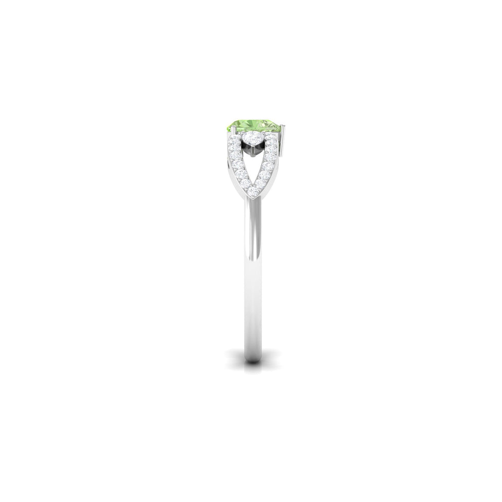 Rosec Jewels-1 CT Real Green Sapphire Solitaire Ring with Diamond Accent