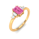 Octagon Pink Sapphire and Moissanite Engagement Ring Pink Sapphire - ( AAA ) - Quality - Rosec Jewels