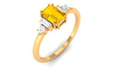 1 CT Octagon Cut Yellow Sapphire Solitaire Engagement Ring with Moissanite Yellow Sapphire - ( AAA ) - Quality - Rosec Jewels