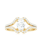 2.25 CT Oval Cut Zircon Engagement Ring with Split Shank Zircon - ( AAAA ) - Quality - Rosec Jewels