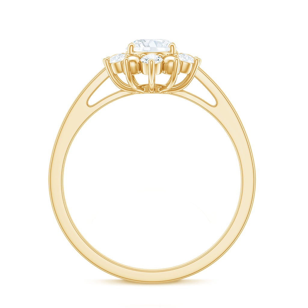 1.25 CT Solitaire Moissanite Flower Gold Engagement Ring Moissanite - ( D-VS1 ) - Color and Clarity - Rosec Jewels