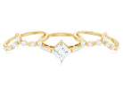 Classic Princess Cut Moissanite Trio Bridal Ring Set Moissanite - ( D-VS1 ) - Color and Clarity - Rosec Jewels