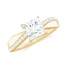 1.25 CT Princess Cut Cubic Zirconia Solitaire Engagement Ring in Gold Zircon - ( AAAA ) - Quality - Rosec Jewels