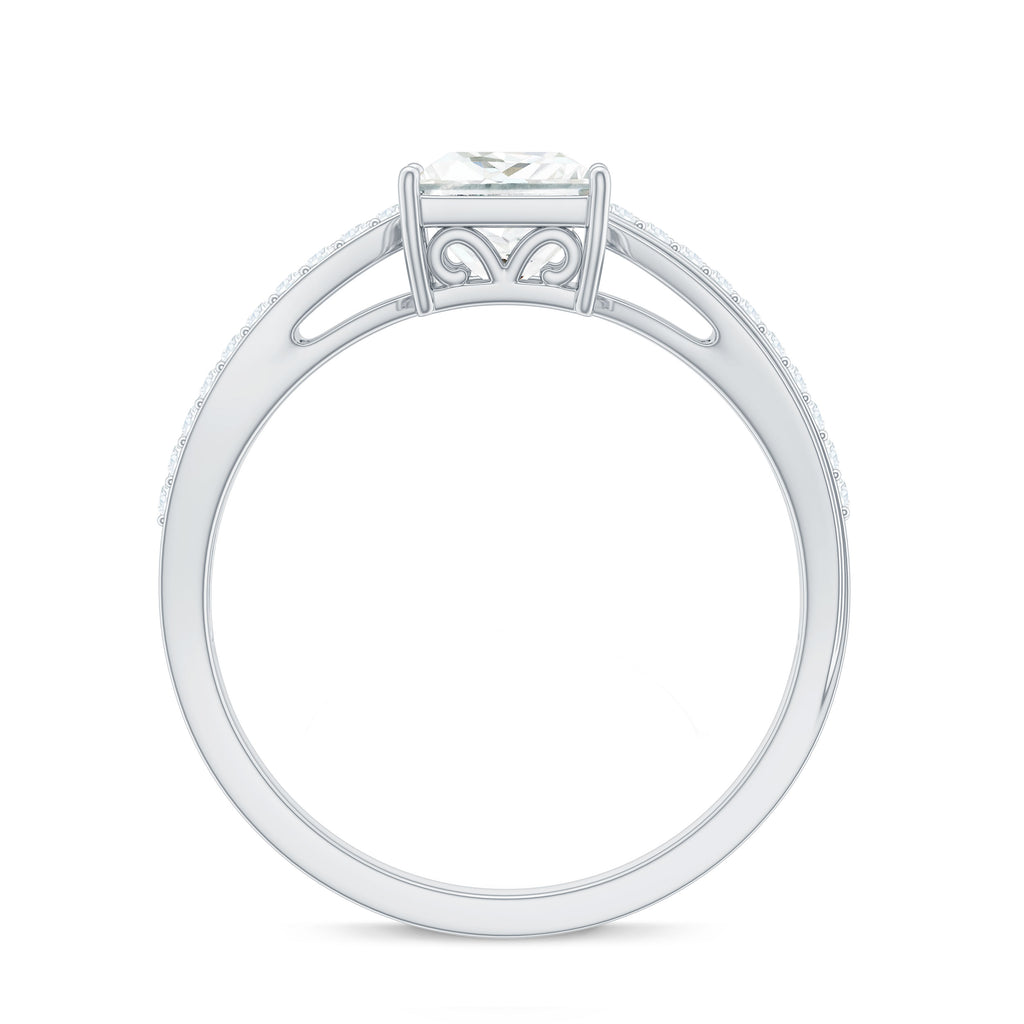 Classic Princess Cut Moissanite Solitaire Engagement Ring Moissanite - ( D-VS1 ) - Color and Clarity - Rosec Jewels
