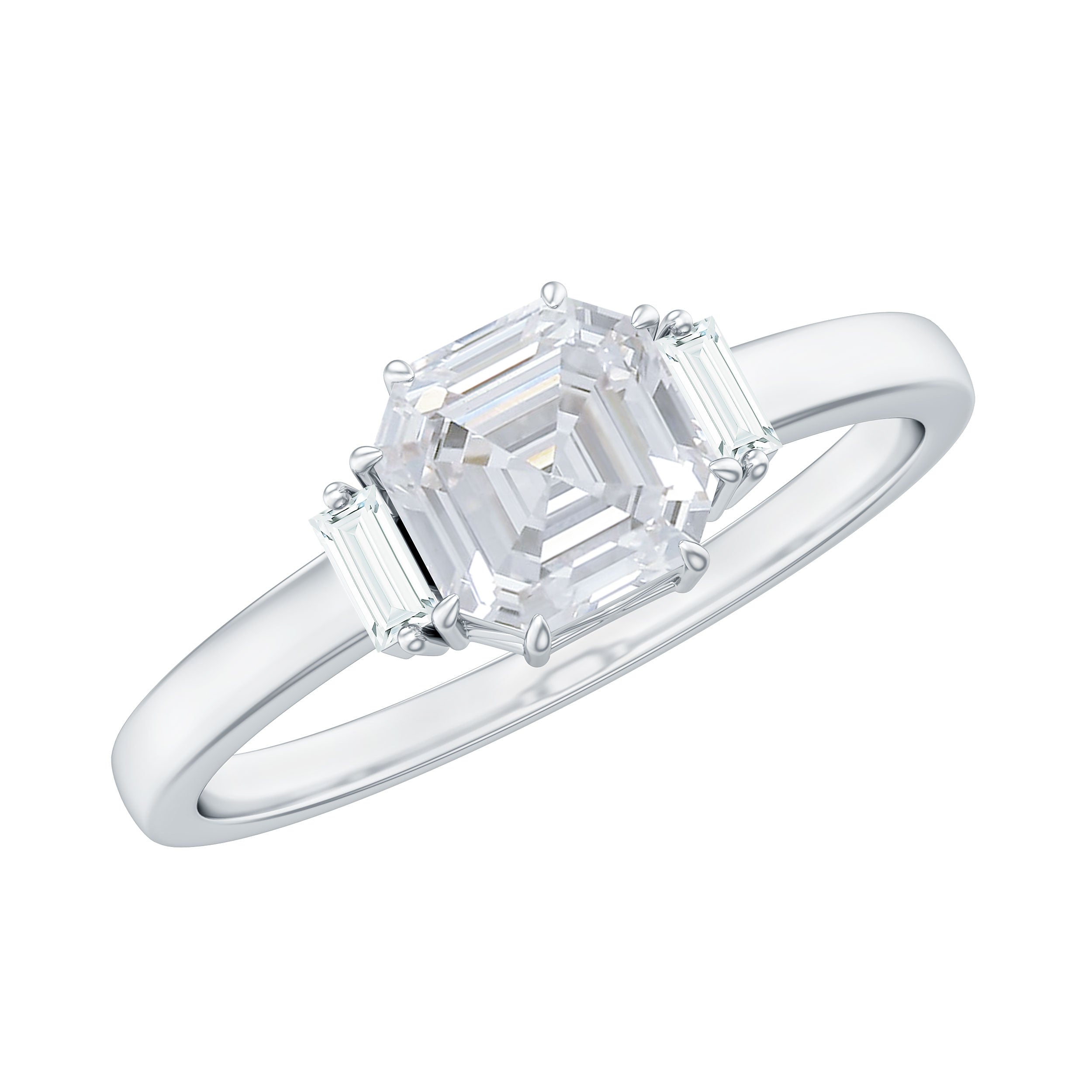 1.50 CT Asscher Cut Solitaire Zircon Engagement Ring Zircon - ( AAAA ) - Quality - Rosec Jewels