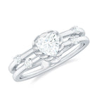 3/4 CT Heart Shape Moissanite Double Band Engagement Ring Moissanite - ( D-VS1 ) - Color and Clarity - Rosec Jewels