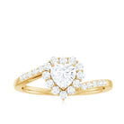 Heart Shape Moissanite Bypass Engagement Ring in Gold Moissanite - ( D-VS1 ) - Color and Clarity - Rosec Jewels