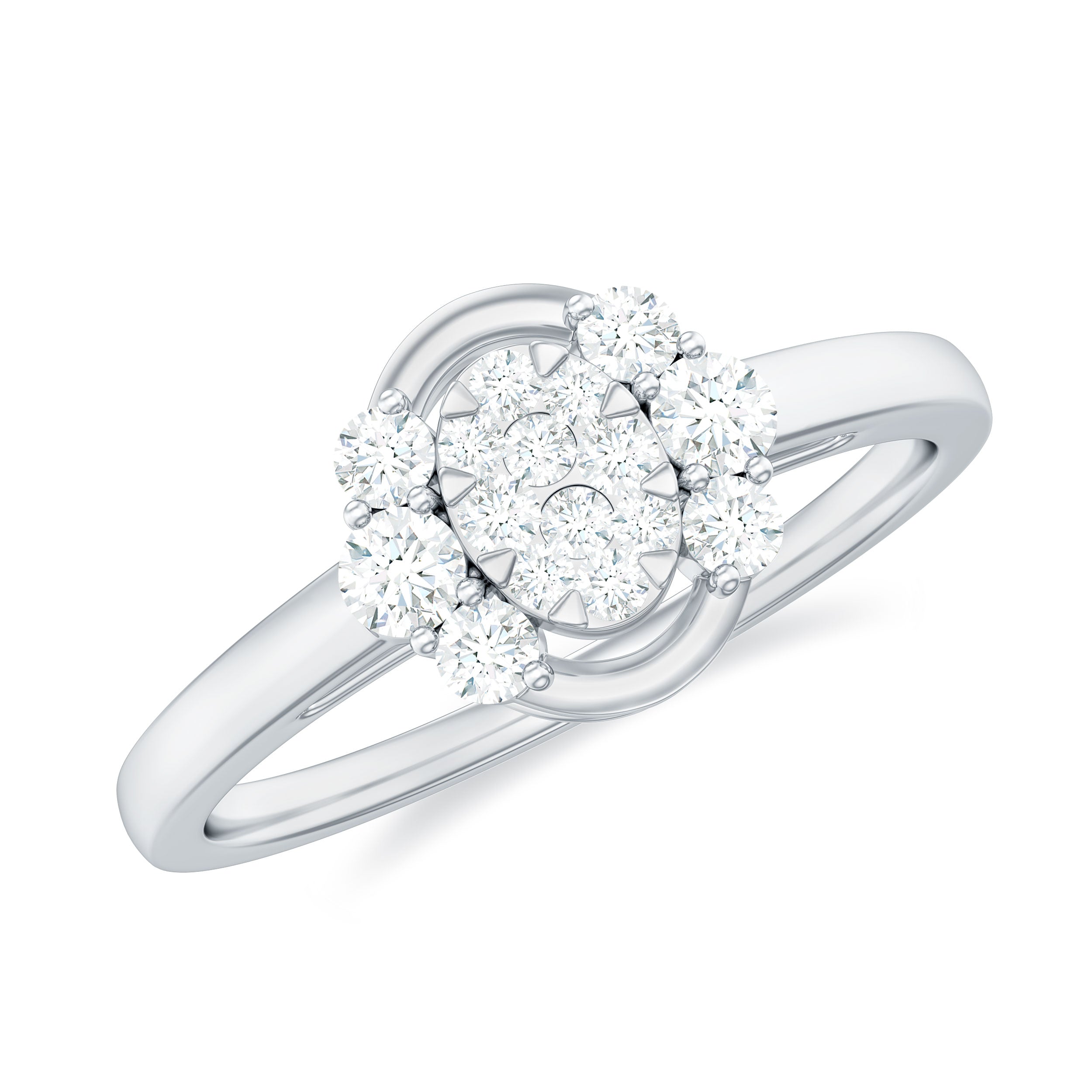 Minimal Certified Moissanite Illusion Engagement Ring Moissanite - ( D-VS1 ) - Color and Clarity - Rosec Jewels