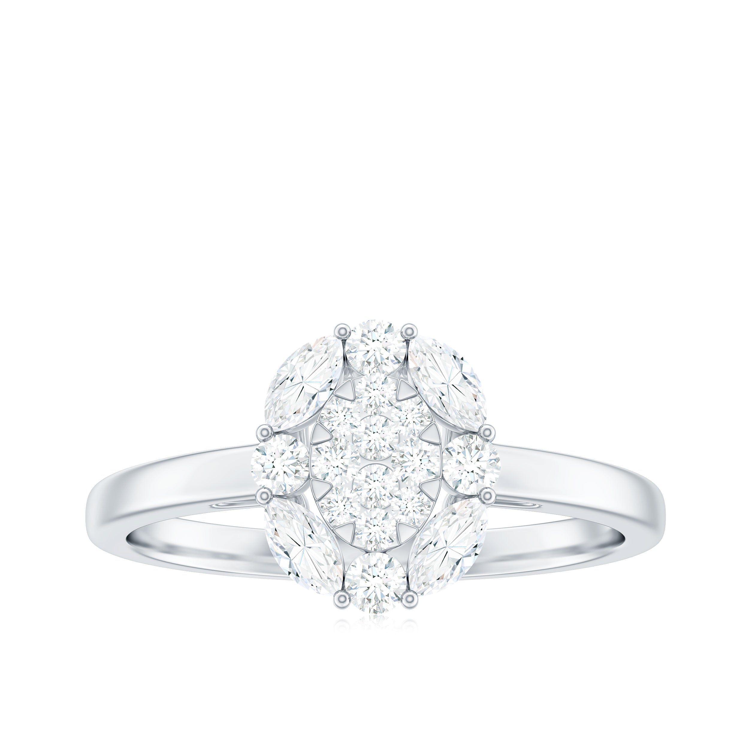 0.75 CT Certified Moissanite Cocktail Engagement Ring Moissanite - ( D-VS1 ) - Color and Clarity - Rosec Jewels