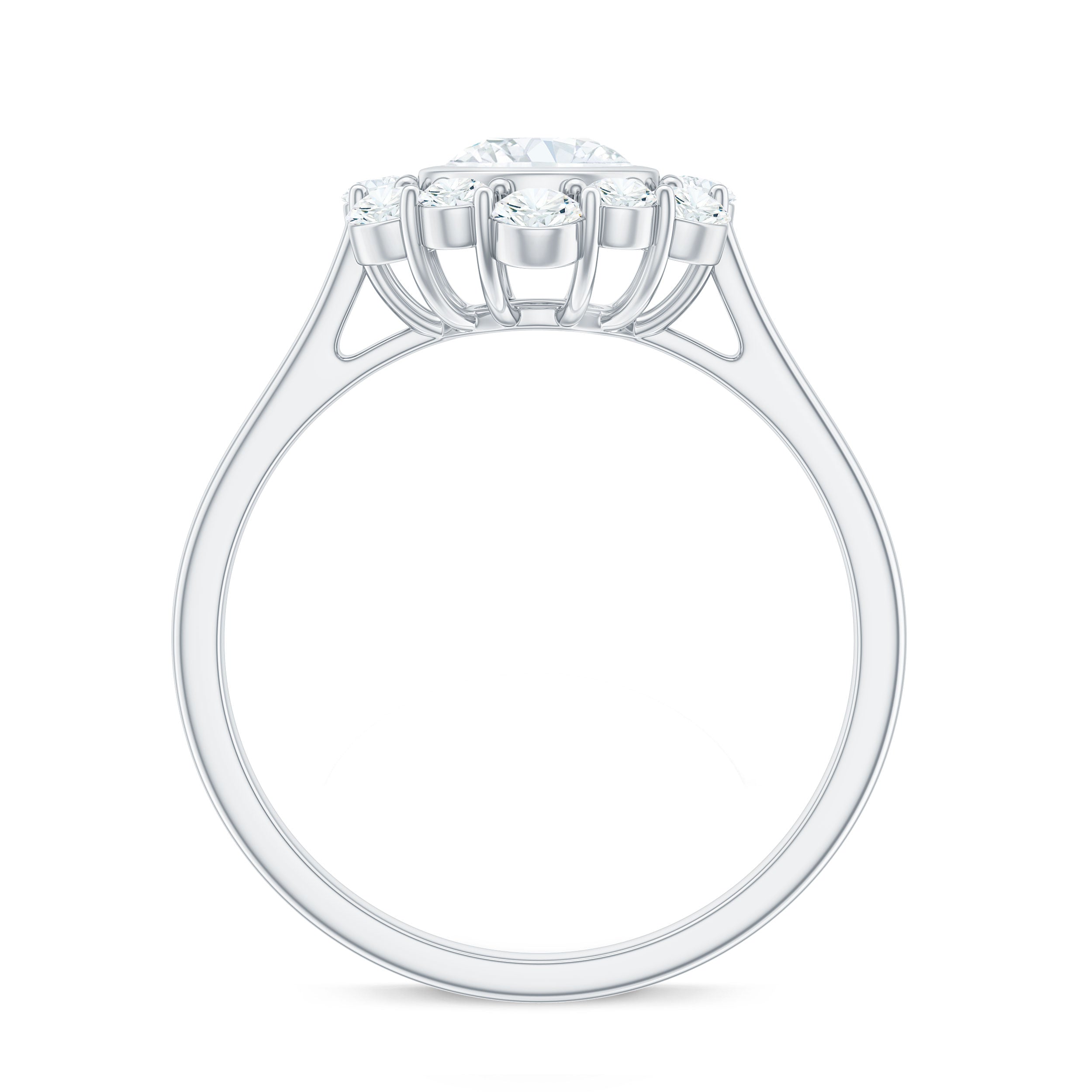 1.50 CT Bezel Set Zircon Statement Halo Engagement Ring Zircon - ( AAAA ) - Quality - Rosec Jewels