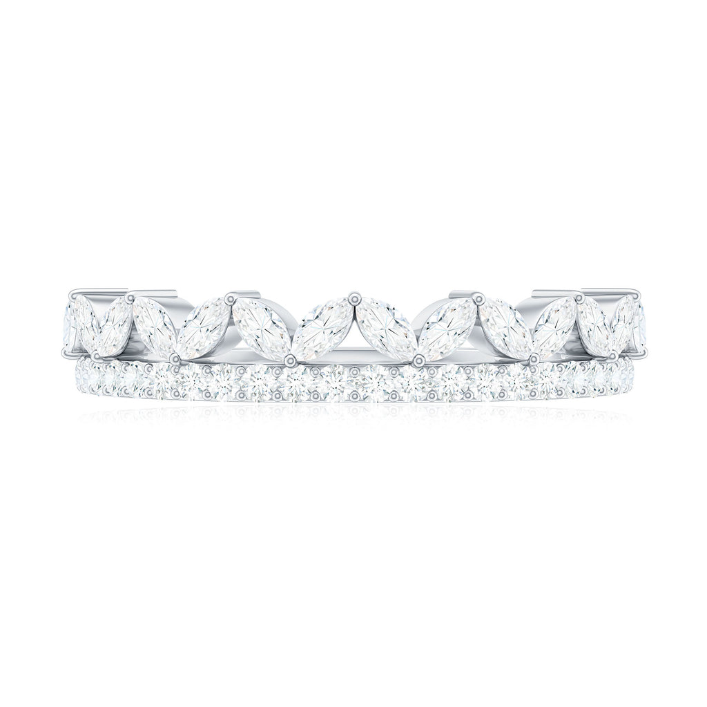 1 CT Moissanite Half Eternity Band Ring in Prong Setting Moissanite - ( D-VS1 ) - Color and Clarity - Rosec Jewels