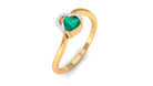 Heart Shape Emerald and Diamond Twisted Promise Ring Emerald - ( AAA ) - Quality - Rosec Jewels