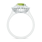 3 CT Round Peridot Cocktail Ring with Moissanite Double Halo Peridot - ( AAA ) - Quality - Rosec Jewels