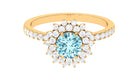 2 CT Round Aquamarine Statement Engagement Ring with Moissanite Aquamarine - ( AAA ) - Quality - Rosec Jewels
