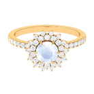 1.5 CT Round Moonstone Statement Engagement Ring with Moissanite Moonstone - ( AAA ) - Quality - Rosec Jewels
