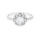 1.5 CT Round Certified Moissanite Flower Engagement Ring Moissanite - ( D-VS1 ) - Color and Clarity - Rosec Jewels