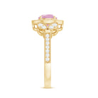 1.50 CT Vintage Inspired Rose Quartz Engagement Ring with Diamond Rose Quartz - ( AAA ) - Quality - Rosec Jewels