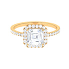 Asscher Cut Simulated Diamond Halo Engagement Ring Zircon - ( AAAA ) - Quality - Rosec Jewels