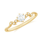 Moissanite Minimal Leaf Promise Ring with Beaded Gold Moissanite - ( D-VS1 ) - Color and Clarity - Rosec Jewels