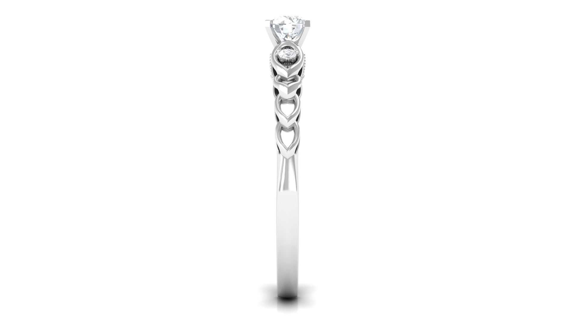 Designer Moissanite Promise Gold Ring Moissanite - ( D-VS1 ) - Color and Clarity - Rosec Jewels