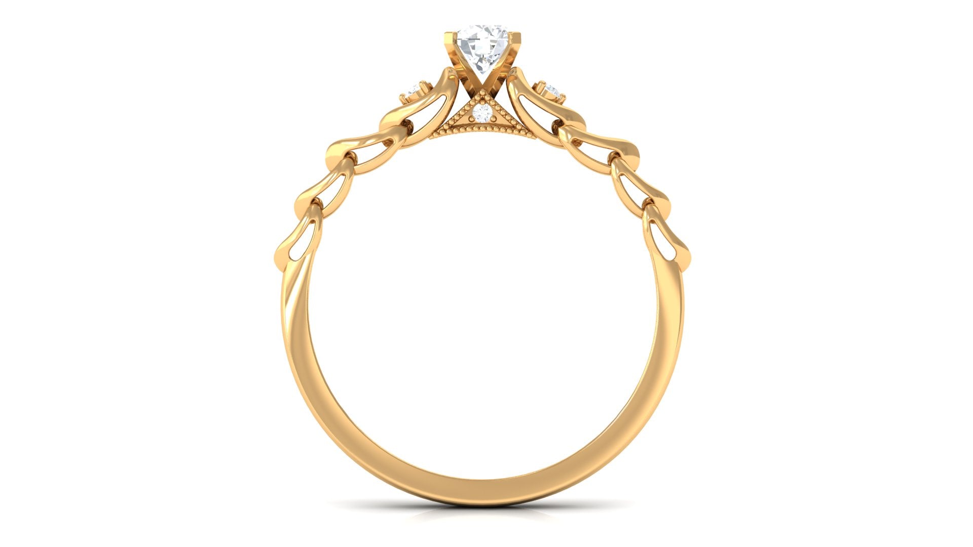 Designer Moissanite Promise Gold Ring Moissanite - ( D-VS1 ) - Color and Clarity - Rosec Jewels