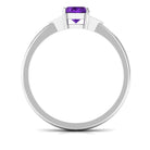 Oval Amethyst Solitaire Engagement Ring with Diamond Accent Amethyst - ( AAA ) - Quality - Rosec Jewels