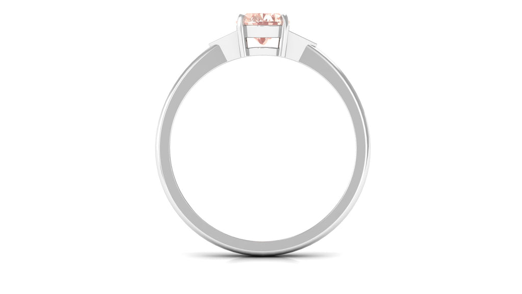 0.75 CT Oval Morganite Solitaire Ring with Diamond Accent Morganite - ( AAA ) - Quality - Rosec Jewels
