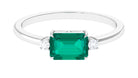 Octagon shape Emerald East West Engagement Ring with Diamond Emerald - ( AAA ) - Quality - Rosec Jewels
