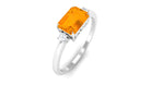 2 CT Octagon Cut Fire Opal East West Engagement Ring with Diamond Fire Opal - ( AAA ) - Quality - Rosec Jewels