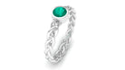 Round Solitaire Emerald Gold Braided Ring in Bezel Setting Emerald - ( AAA ) - Quality - Rosec Jewels