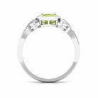 Vintage Style Cushion Cut Peridot Solitaire Ring in Bezel Setting Peridot - ( AAA ) - Quality - Rosec Jewels