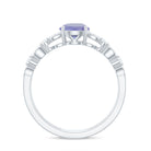 Solitaire Tanzanite and Diamond Double Band Ring Tanzanite - ( AAA ) - Quality - Rosec Jewels