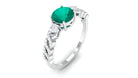 Round shape Solitaire Emerald Designer Engagement Ring with Diamond Side Stones Emerald - ( AAA ) - Quality - Rosec Jewels