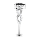 Infinity Shank Created Black Diamond and Diamond Solitaire Engagement Ring Lab Created Black Diamond - ( AAAA ) - Quality - Rosec Jewels