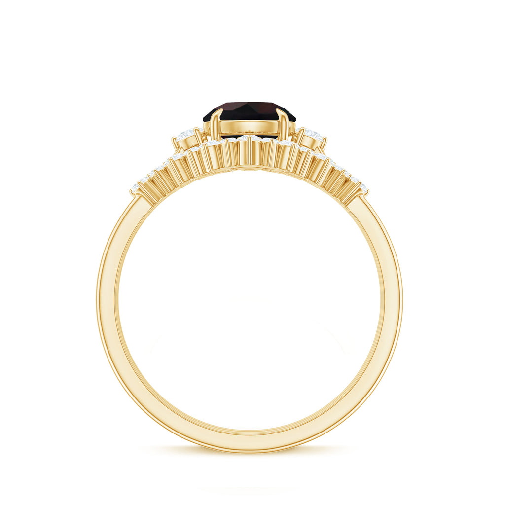 Black Opal Designer Trio Wedding Ring Set with Diamond Black Opal - ( AAA ) - Quality - Rosec Jewels