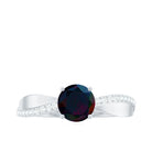 Classic Black Opal and Diamond Solitaire Engagement Ring Black Opal - ( AAA ) - Quality - Rosec Jewels