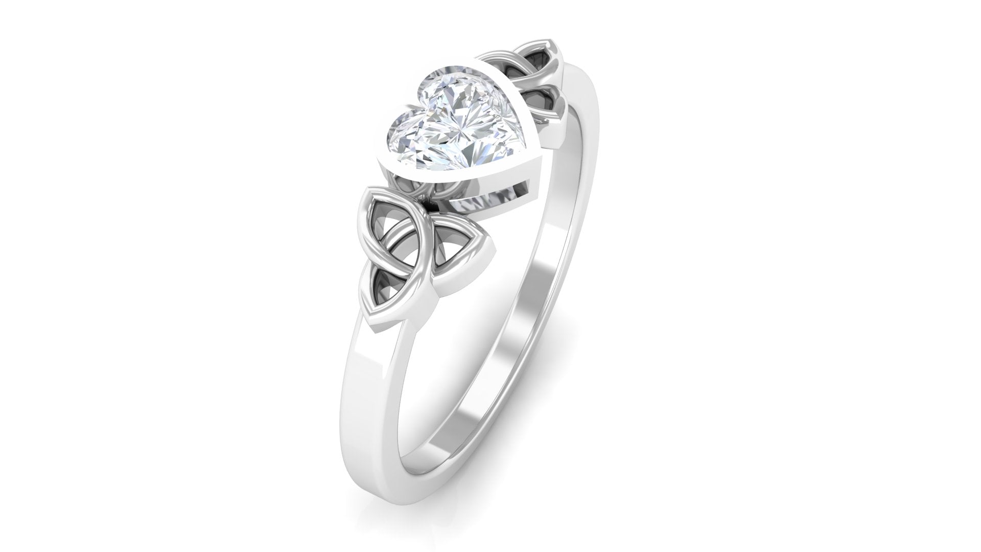 Heart Shape Lab Grown Diamond Solitaire Celtic Ring Lab Grown Diamond - ( EF-VS ) - Color and Clarity - Rosec Jewels