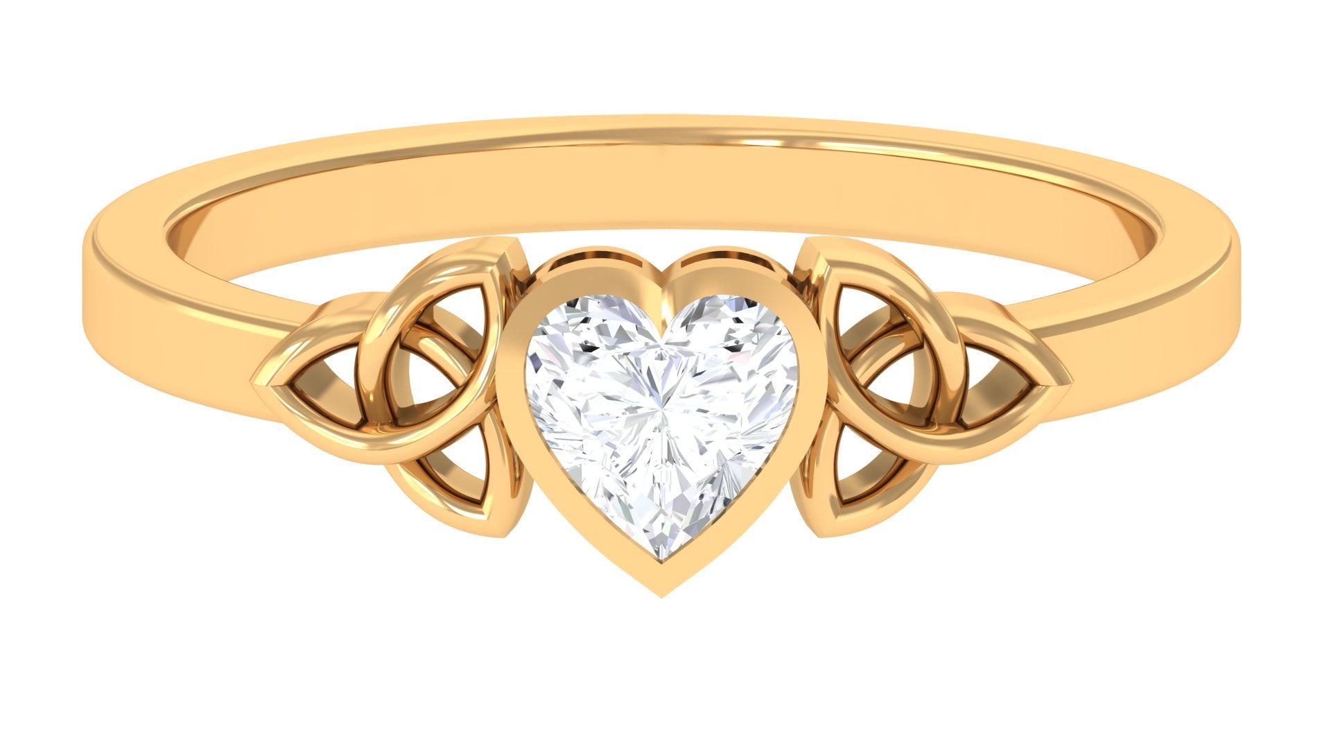 Heart Shape Lab Grown Diamond Solitaire Celtic Ring Lab Grown Diamond - ( EF-VS ) - Color and Clarity - Rosec Jewels