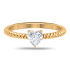 Heart Shape Lab Grown Diamond Solitaire Ring in Rope Shank Lab Grown Diamond - ( EF-VS ) - Color and Clarity - Rosec Jewels