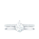 Simple Pear Shape Lab Grown Solitaire Engagement Double Band Ring Lab Grown Diamond - ( EF-VS ) - Color and Clarity - Rosec Jewels