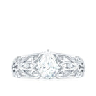 Pear Shaped Lab Created Diamond Solitaire Filigree Ring Lab Grown Diamond - ( EF-VS ) - Color and Clarity - Rosec Jewels