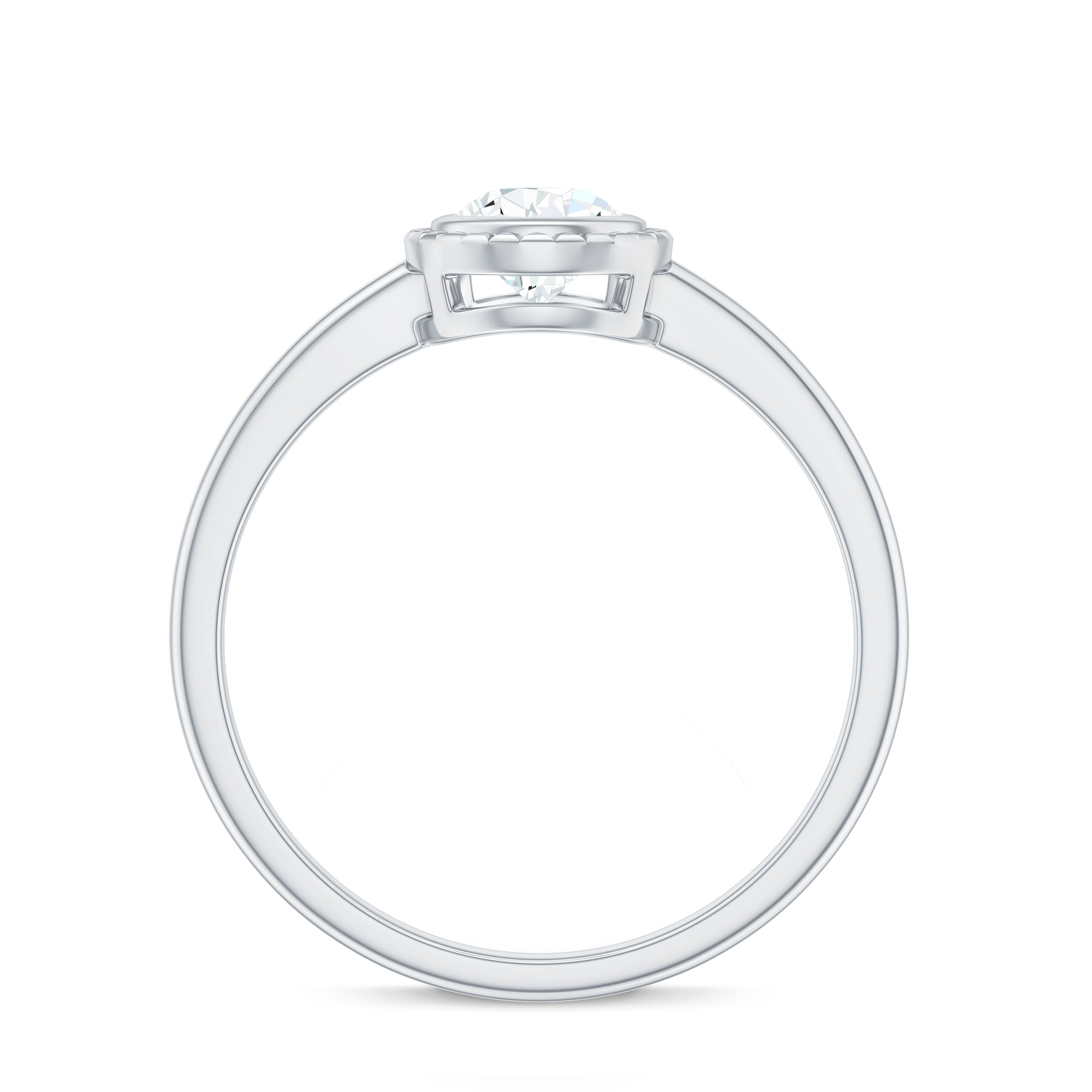 Pear Cut Lab Grown Diamond Solitaire Ring with Engraved Details Lab Grown Diamond - ( EF-VS ) - Color and Clarity - Rosec Jewels