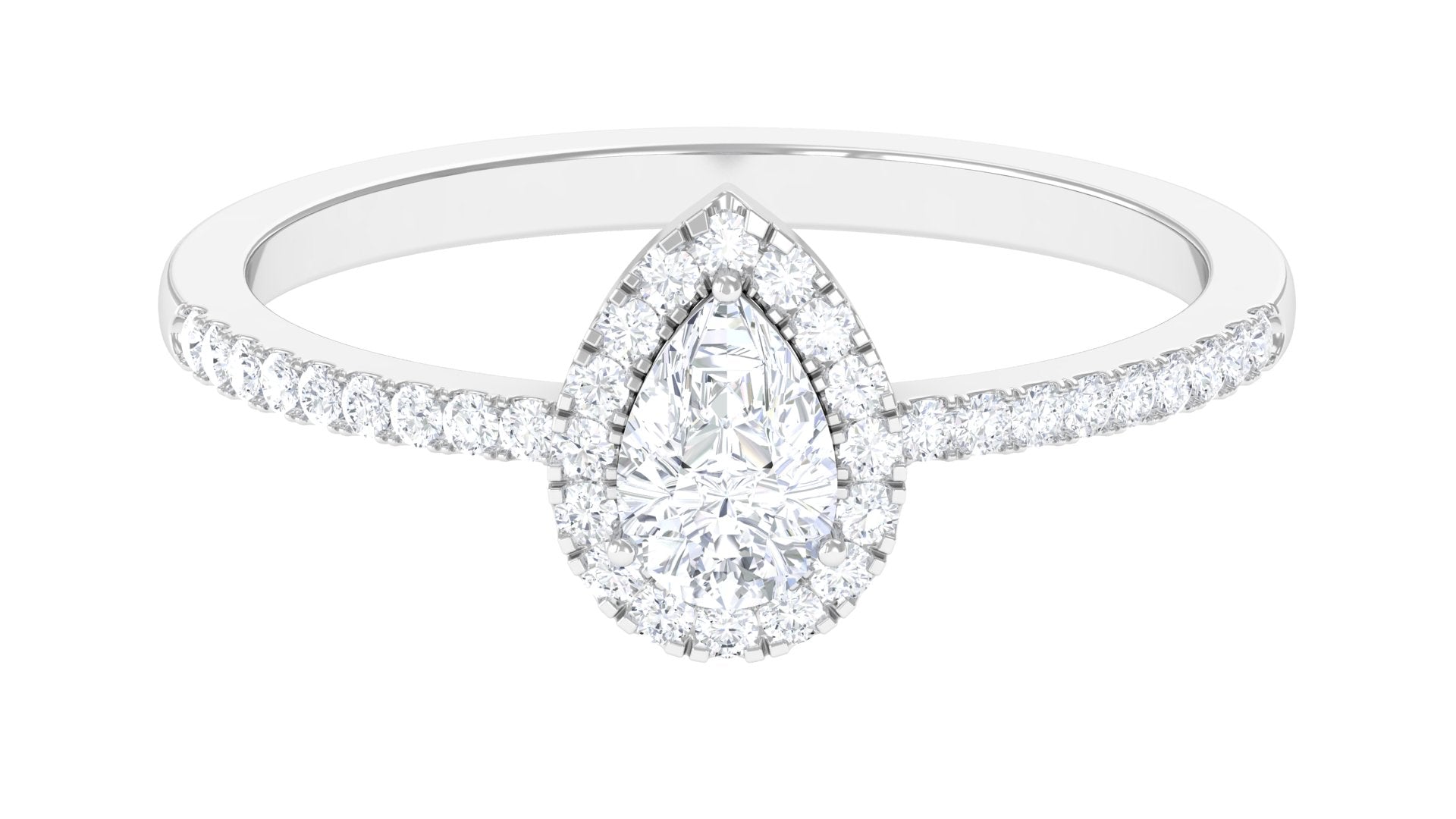 Pear Shaped Lab Grown Diamond Solitaire Ring with Beaded Detailing Lab Grown Diamond - ( EF-VS ) - Color and Clarity - Rosec Jewels
